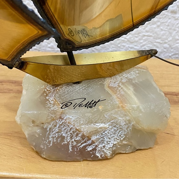 Vintage Demott Signed Brass Sculpture Sailboat Nautical Boat on Marble Base - Picture 13 of 15